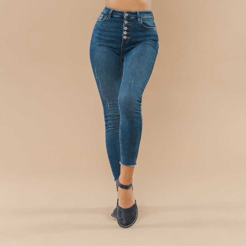 Marineblaue Barfußsandalen