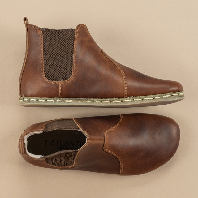 Barfuß-Chelsea-Stiefel für Damen in Kaffeebraun