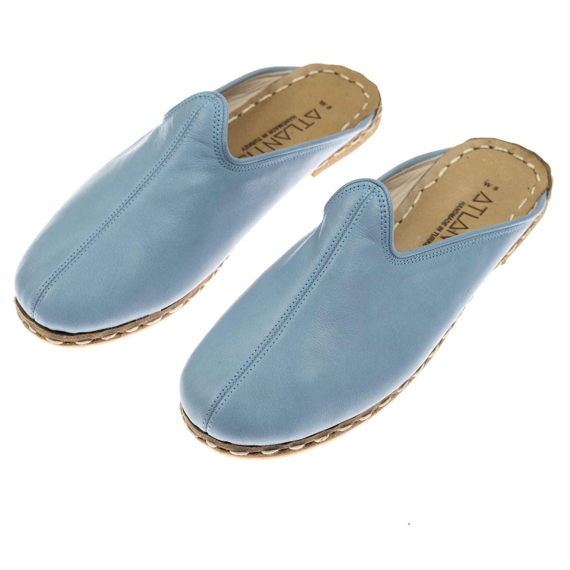 Light Blue Slippers - Turkish Slippers for Women & Men : Atlantis Handmade Shoes