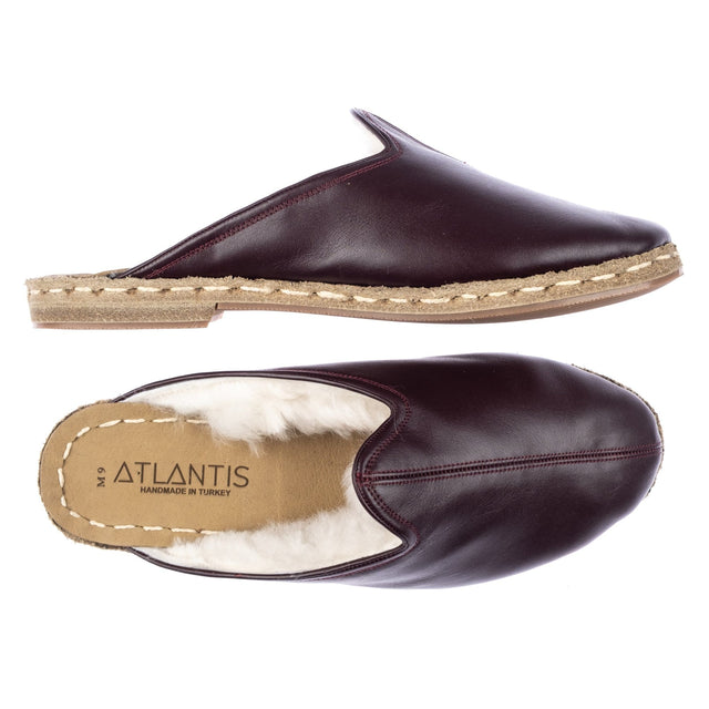 Women's Merlot Leather Shearlings Slippers