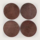 Atlantis Brown Leather Coaster Set - Atlantis Handmade Shoes - 4110061331541