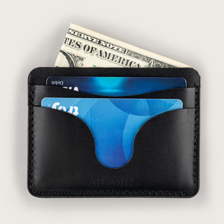 Atlantis Black Leather Travel Card Holder - Atlantis Handmade Shoes - 4110061468544