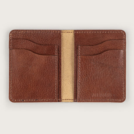 Atlantis Brown Leather Vertical Bifold Wallet - Atlantis Handmade Shoes - 4110061479540