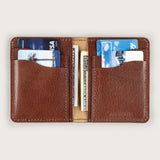 Atlantis Brown Leather Vertical Bifold Wallet - Atlantis Handmade Shoes - 4110061479540