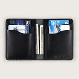 Atlantis Black Leather Vertical Bifold Wallet - Atlantis Handmade Shoes - 4110061476549