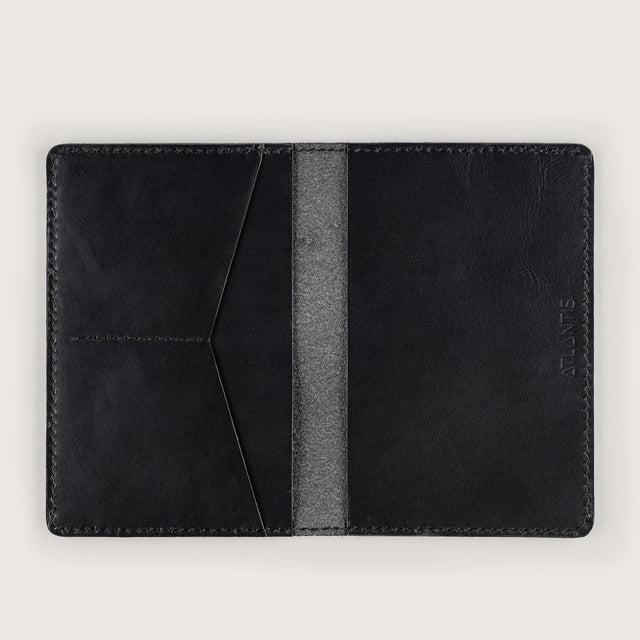 Atlantis Black Leather Passport Holder - Atlantis Handmade Shoes - 4110061452543