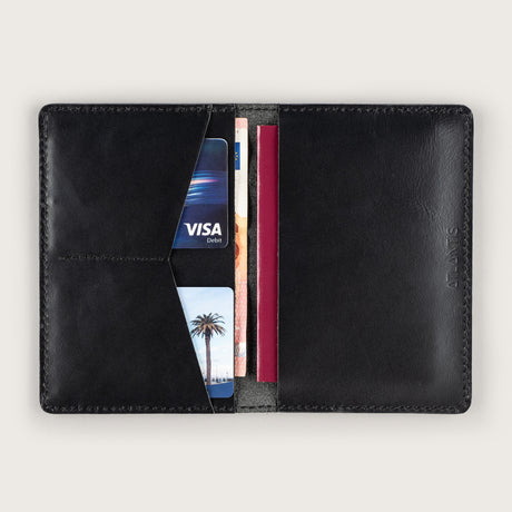 Atlantis Black Leather Passport Holder - Atlantis Handmade Shoes - 4110061452543