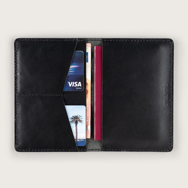 Atlantis Black Leather Passport Holder - Atlantis Handmade Shoes - 4110061452543