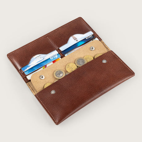 Atlantis Brown Leather Large Wallet - Atlantis Handmade Shoes - 4110061443541