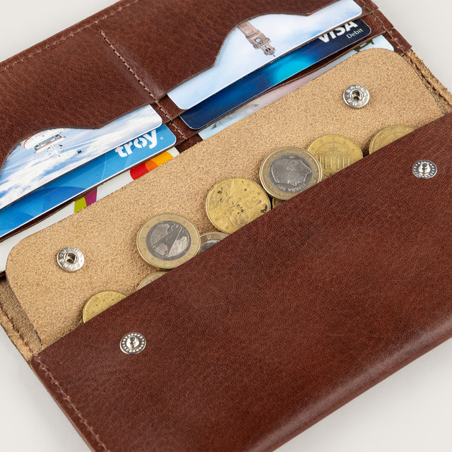 Atlantis Brown Leather Large Wallet - Atlantis Handmade Shoes - 4110061443541