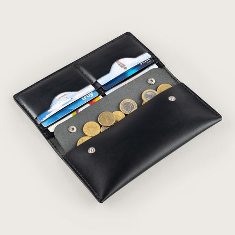 Atlantis Black Leather Large Wallet - Atlantis Handmade Shoes - 4110061440540