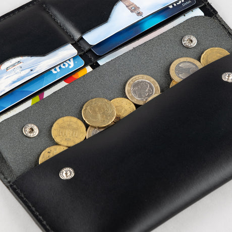 Atlantis Black Leather Large Wallet - Atlantis Handmade Shoes - 4110061440540