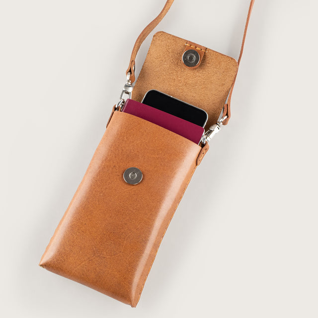 Atlantis Saddle Leather Crossbody Phone Bag - Atlantis Handmade Shoes - 4110061427541