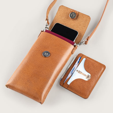 Atlantis Saddle Leather Crossbody Phone Bag - Atlantis Handmade Shoes - 4110061427541