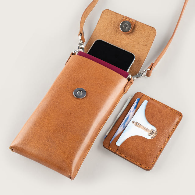 Atlantis Saddle Leather Crossbody Phone Bag - Atlantis Handmade Shoes - 4110061427541