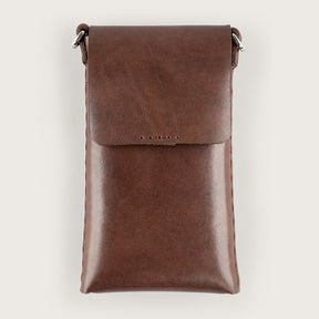 Atlantis Brown Leather Crossbody Phone Bag - Atlantis Handmade Shoes - 4110061426544