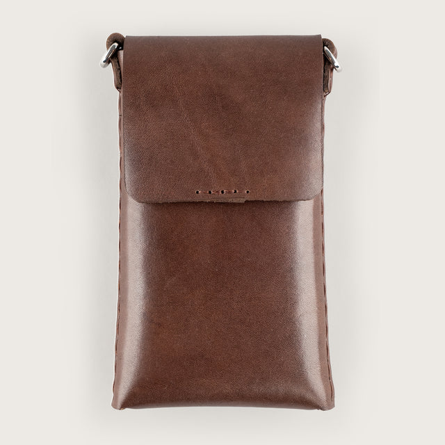 Atlantis Brown Leather Crossbody Phone Bag - Atlantis Handmade Shoes - 4110061426544