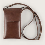 Atlantis Brown Leather Crossbody Phone Bag - Atlantis Handmade Shoes - 4110061426544