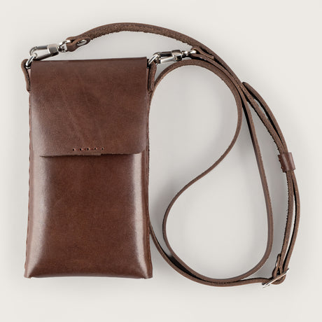 Atlantis Brown Leather Crossbody Phone Bag - Atlantis Handmade Shoes - 4110061426544