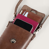 Atlantis Brown Leather Crossbody Phone Bag - Atlantis Handmade Shoes - 4110061426544