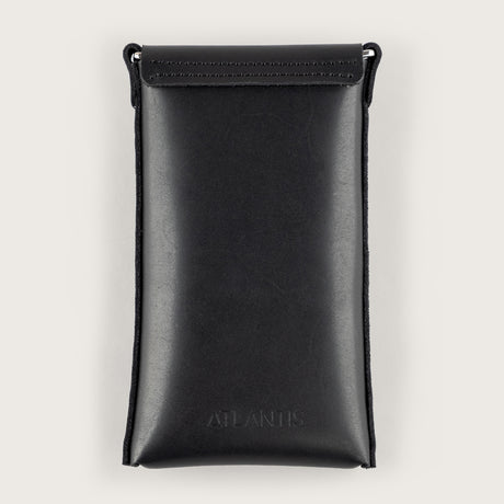 Atlantis Black Leather Crossbody Phone Bag - Atlantis Handmade Shoes - 4110061423543
