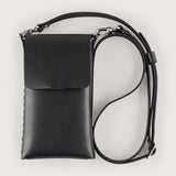 Atlantis Black Leather Crossbody Phone Bag - Atlantis Handmade Shoes - 4110061423543