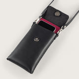 Atlantis Black Leather Crossbody Phone Bag - Atlantis Handmade Shoes - 4110061423543