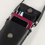 Atlantis Black Leather Crossbody Phone Bag - Atlantis Handmade Shoes - 4110061423543