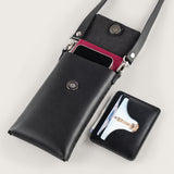 Atlantis Black Leather Crossbody Phone Bag - Atlantis Handmade Shoes - 4110061423543