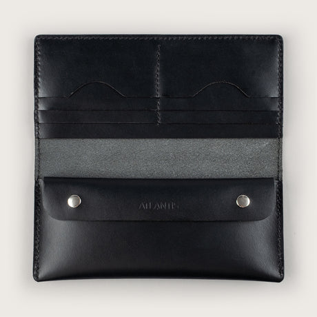 Atlantis Black Leather Large Wallet - Atlantis Handmade Shoes - 4110061440540