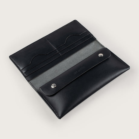 Atlantis Black Leather Large Wallet - Atlantis Handmade Shoes - 4110061440540