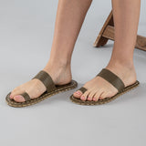 Women's Green Barefoot Thong Sandals