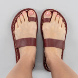 Women's Red Barefoot Thong Sandals