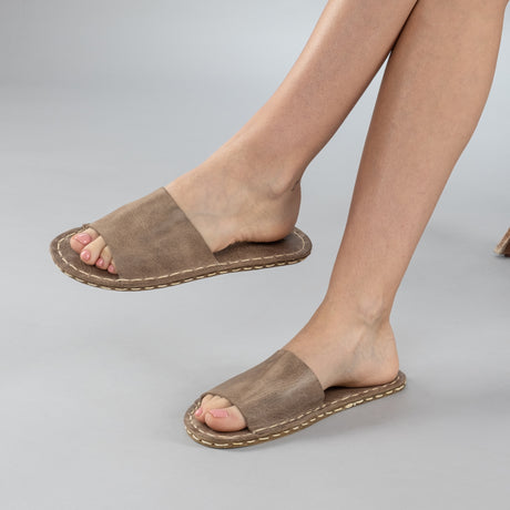 Tan Barefoot Slide Sandals