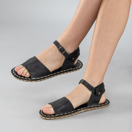 Schwarze Barfußsandalen mit geschlossener Zehenpartie