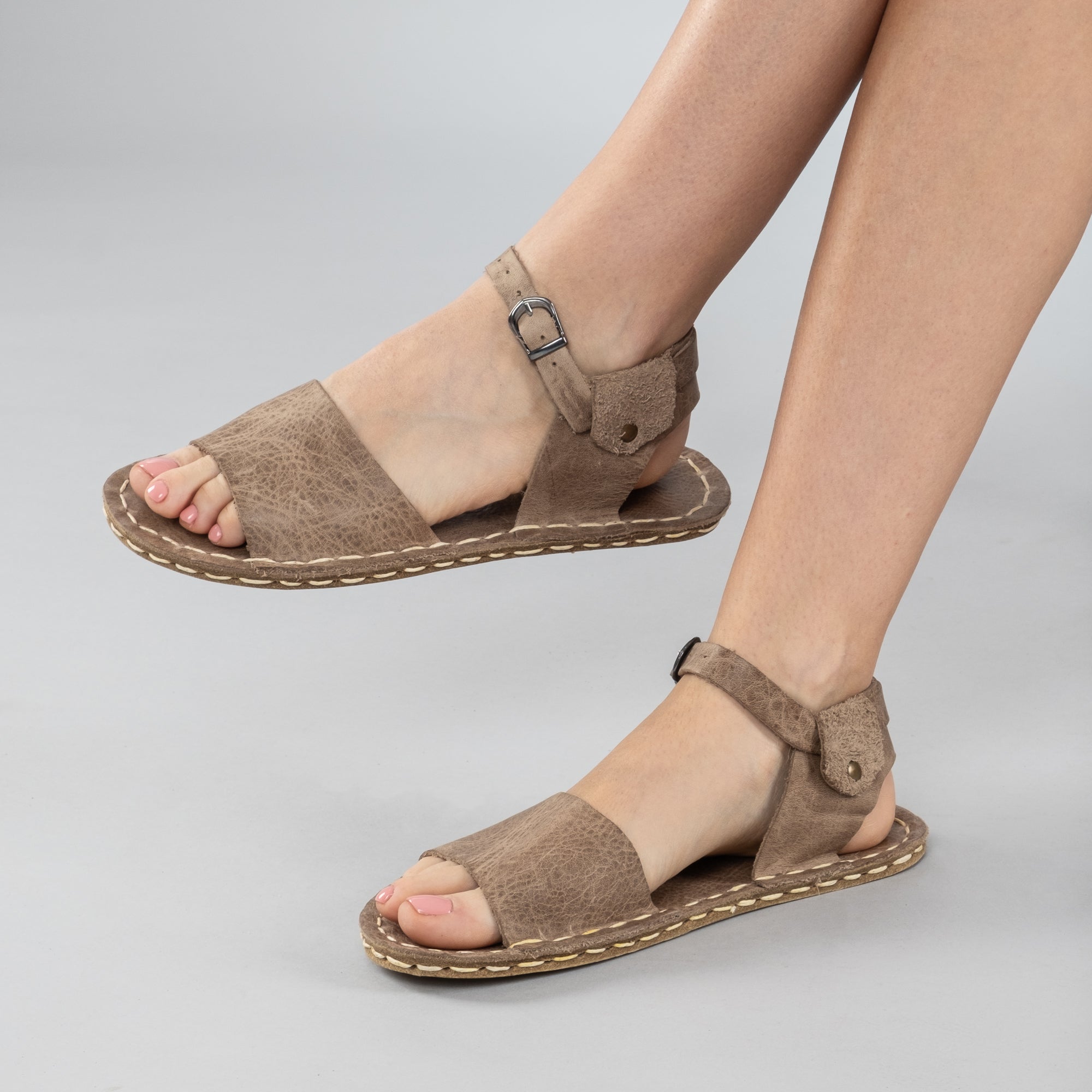 Women's Opened Toe Tan Barefoot Sandals - Atlantis Handmade Shoes