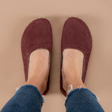 Burgunderrote Barfuß-Ballerinas