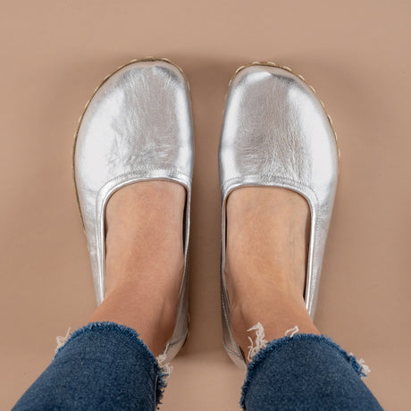 Silver Barefoot Ballet Flats