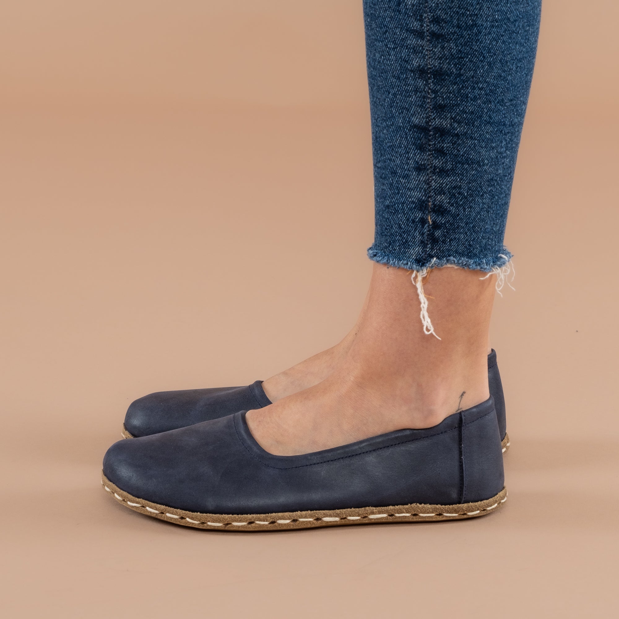 Atlantis Women s Handmade Leather Barefoot Ballet Flats with Copper Rivet