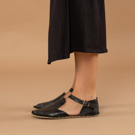 Siyah Burnu Kapalı Barefoot Sandalet