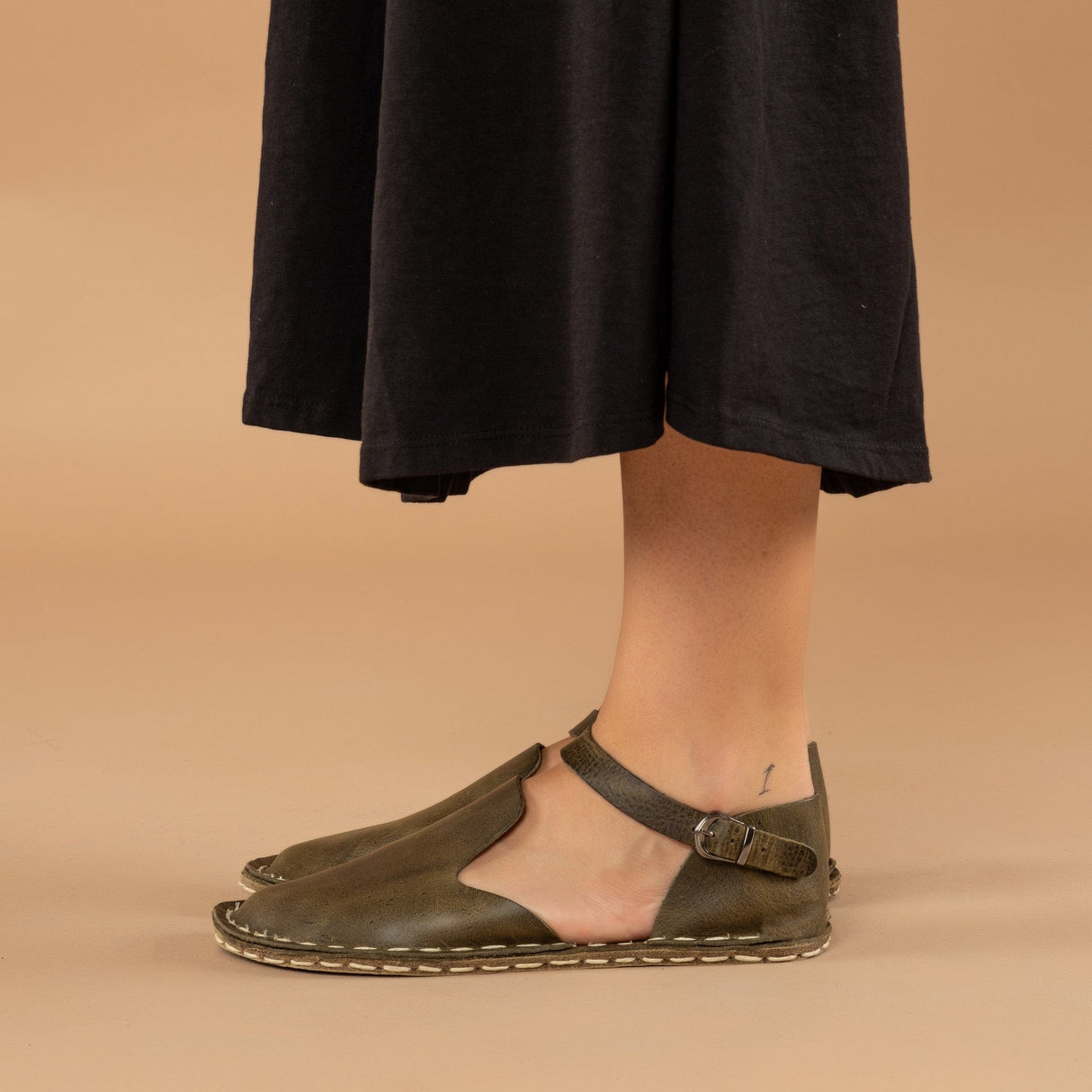 Yeşil Burnu Kapalı Barefoot Sandalet