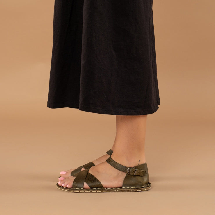 Green Criss-Cross Barefoot Sandals