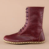 Women's Burgundy Barefoot High Ankle Boots