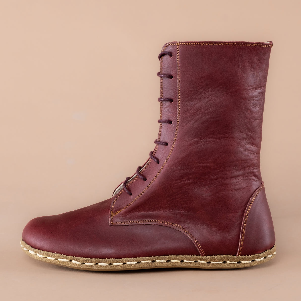 Men's Burgundy Barefoot High Ankle Boots