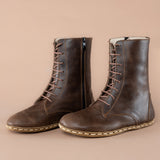 Men's Dark Brown Barefoot High Ankle Boots