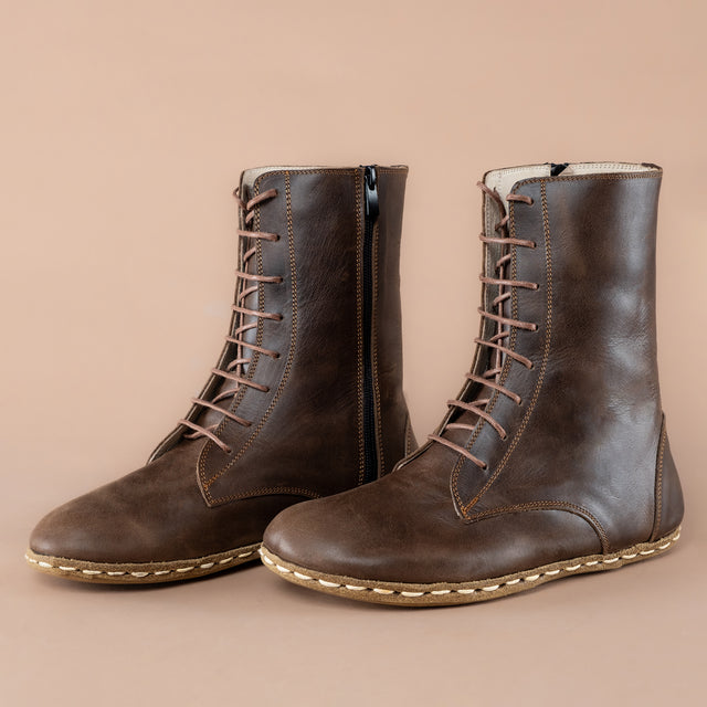 Dunkelbraune Barfuß-Stiefeletten für Herren