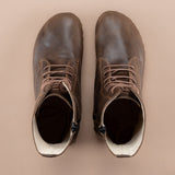 Men's Dark Brown Barefoot High Ankle Boots