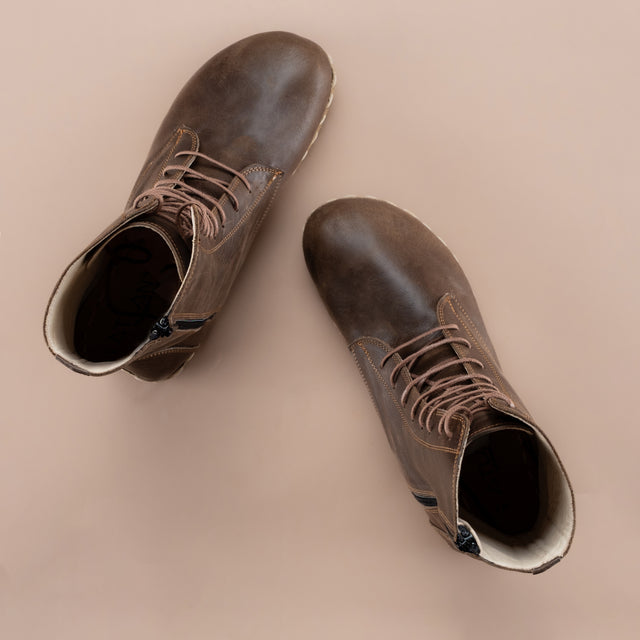 Dunkelbraune Barfuß-Stiefeletten für Herren