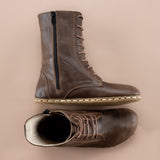 Dunkelbraune, hohe Barefoot-Stiefeletten für Damen