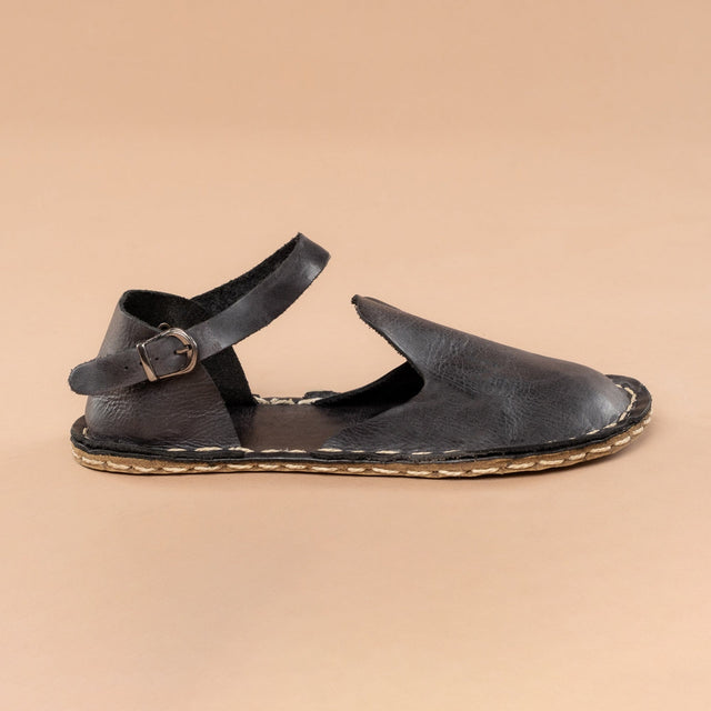 Schwarze Barfußsandalen mit geschlossener Zehenpartie